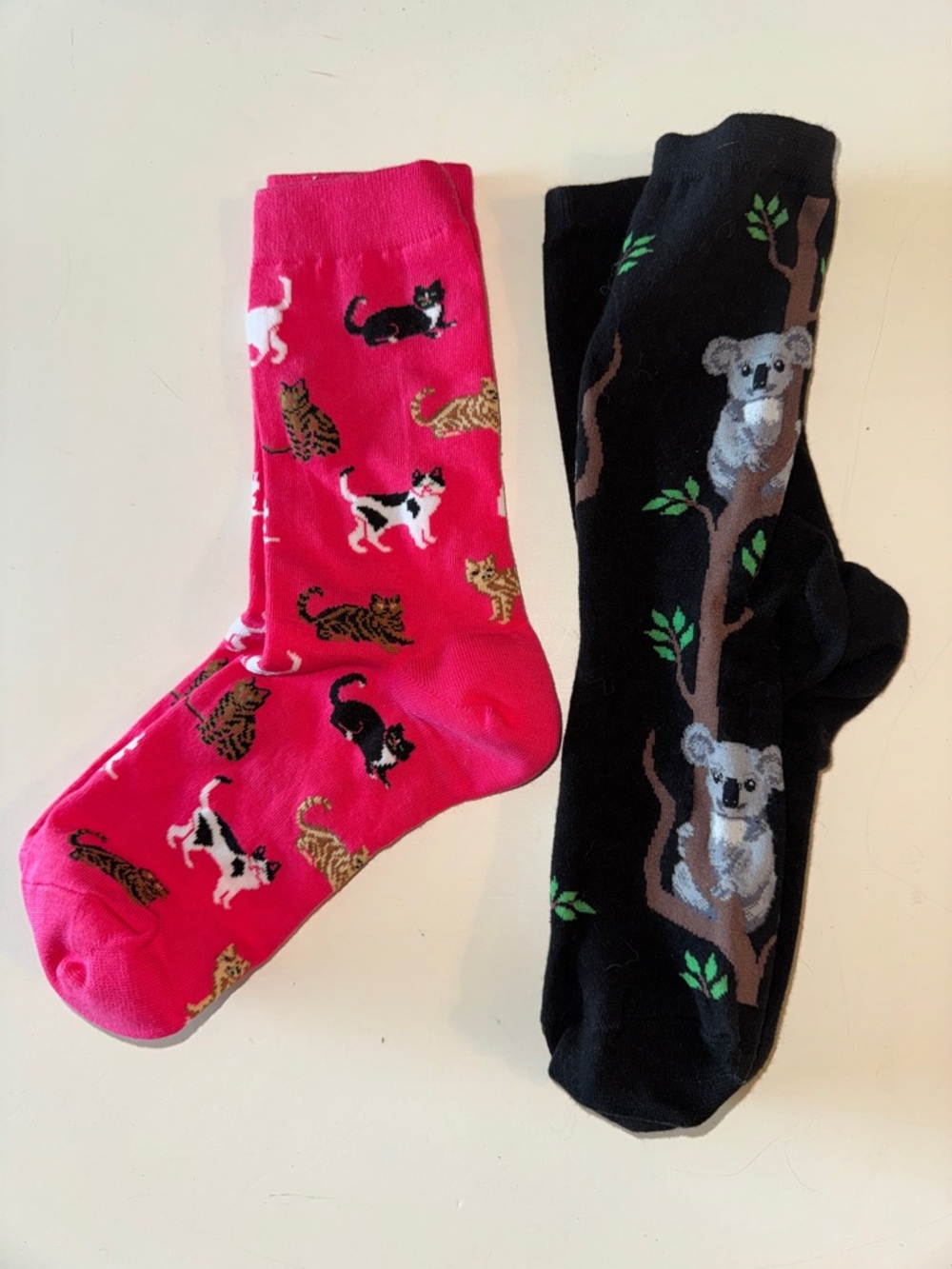Hot Sox Cute Cat & Amazon Koala Themed Novelty Socks oS